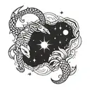 capricorn and scorpio constellation merging together tattoo design idea