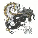 capricorn and scorpio constellation merging together tattoo design idea