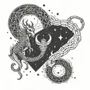 capricorn and scorpio constellation merging together tattoo design idea
