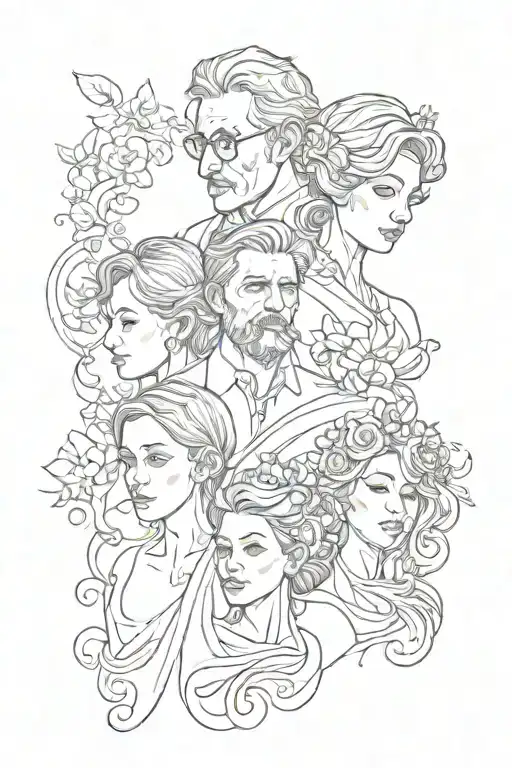 father mother son daughter tattoo design idea