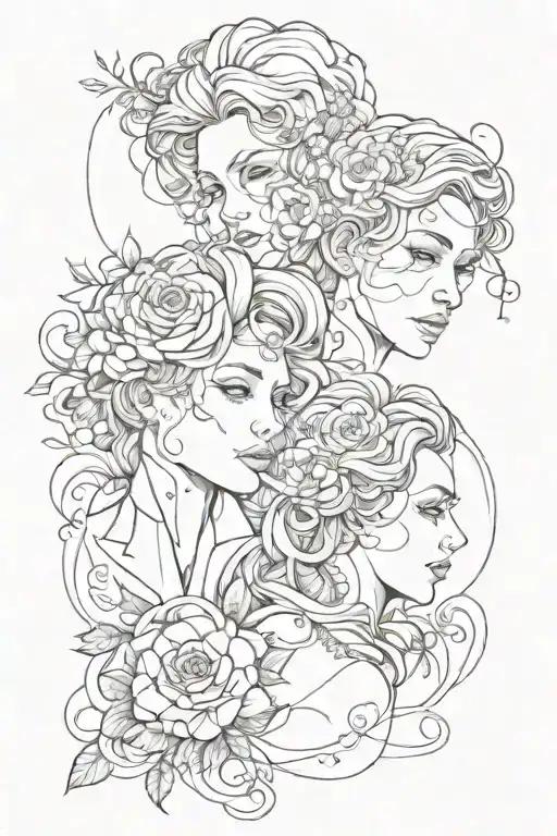 Husband, wife, boy and girl  tattoo design idea
