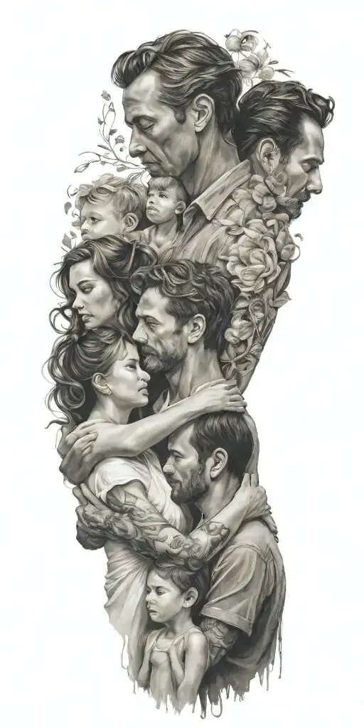 4 people father mother son daughter tattoo design idea