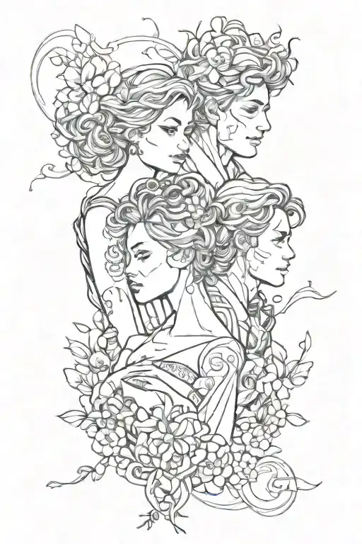 Husband, wife, boy and girl  tattoo design idea