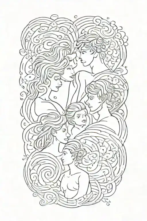 4 people father mother son daughter tattoo design idea