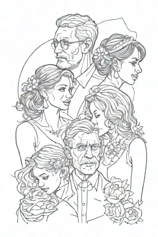 father mother son daughter tattoo design idea