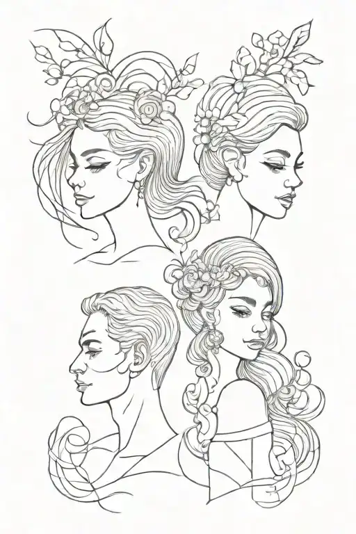 Husband, wife, boy and girl tattoo design idea