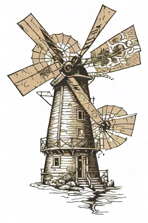 windmill tattoo design idea