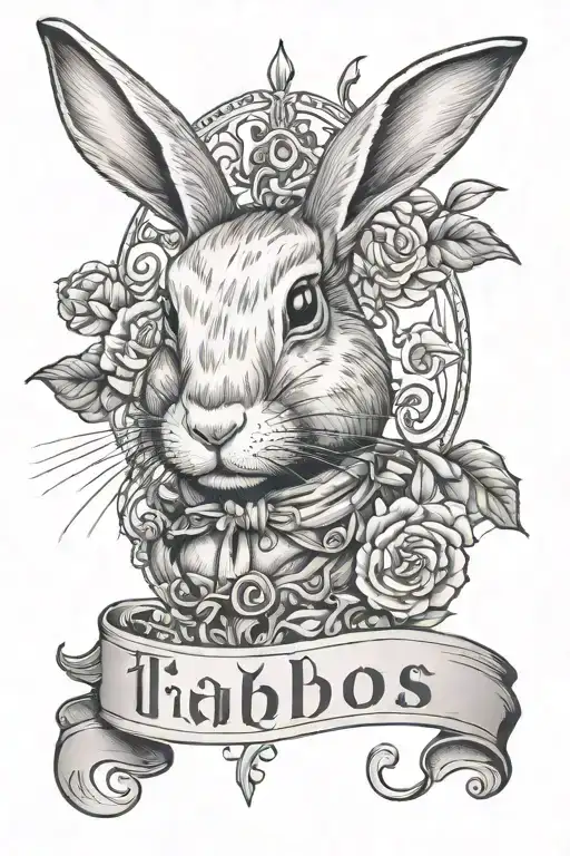rabbit and name Thomas  tattoo design idea