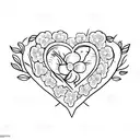 realistic heart with flowers and hands holding the heart from the bottom tattoo design idea