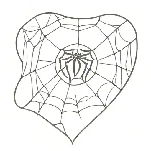 heart shaped spider web tattoo design idea