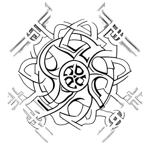 Biohazard symbol merged with binary code tattoo design idea