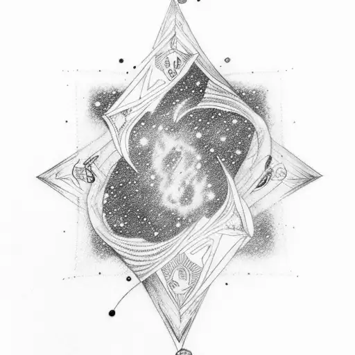 tarot cards, galaxy, stars, knee to hip tattoo design idea