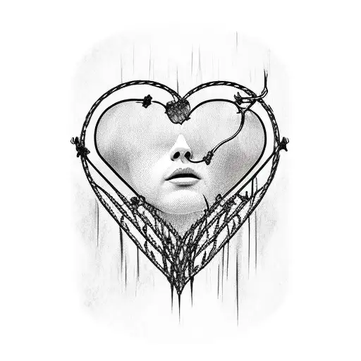 heart outline wrapped is flowers and barb wire saying " Daddy loves you" tattoo design idea