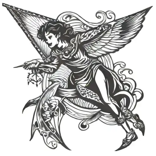 kite flying tattoo design idea