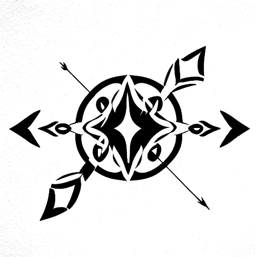 arrow with celtic style feathers with a clock in the middle  tattoo design idea