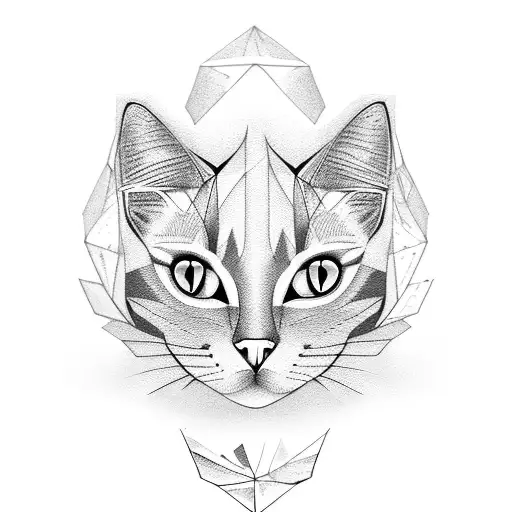 cat shaped diamond tattoo design idea