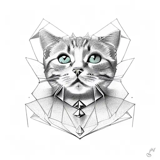 cat diamond tattoo design idea