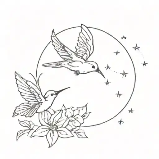 moon , stars , Scorpio zodiac sign, hummingbirds,October 23   tattoo design idea