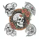 mountins evolution of life and the death of my grand parents  tattoo design idea