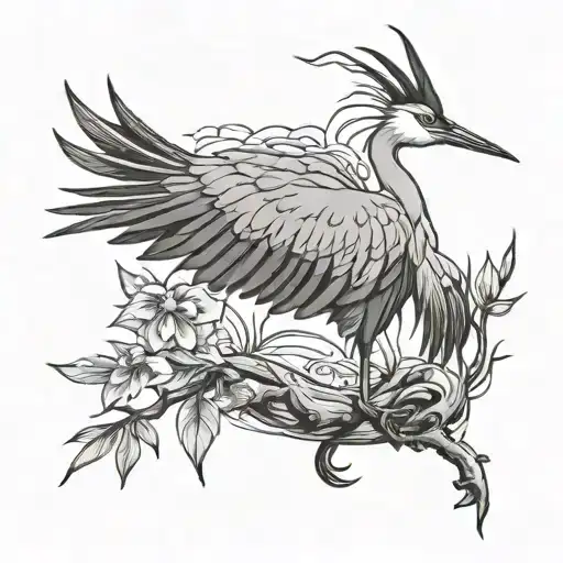 Japanese crane, bamboo shoots, bonsai tree, navy anchor chief  tattoo design idea