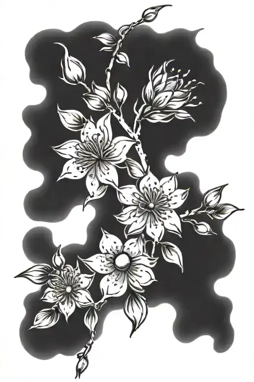 Sun And Moon cherry blossom tattoo design idea