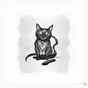 black cat. missing leg. samurai tattoo design idea