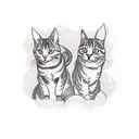 Leg sleeve tattoo. Two cats, one orange and one black. The cats are fighting. tattoo design idea