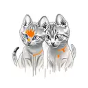 Leg sleeve tattoo. Two cats, one orange and one black. The cats are fighting. tattoo design idea