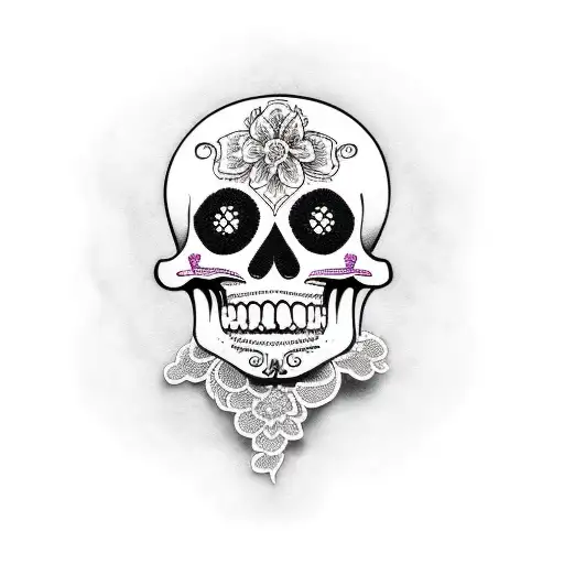 sugar skull music tattoo design idea