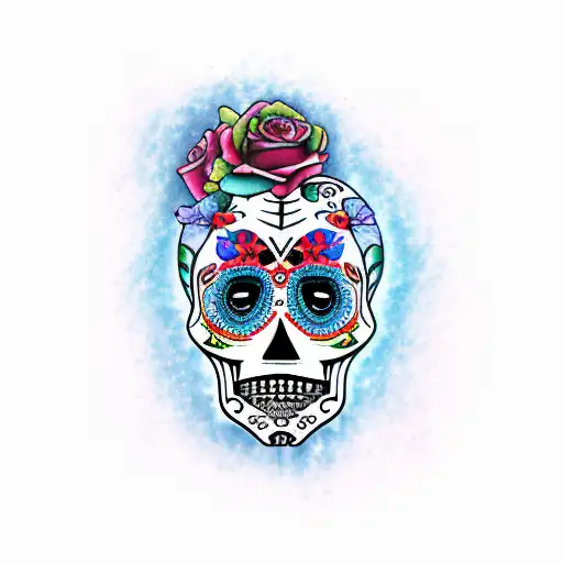 sugar skull music tattoo design idea