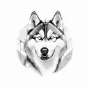 traveller with girlfriend and husky tattoo design idea