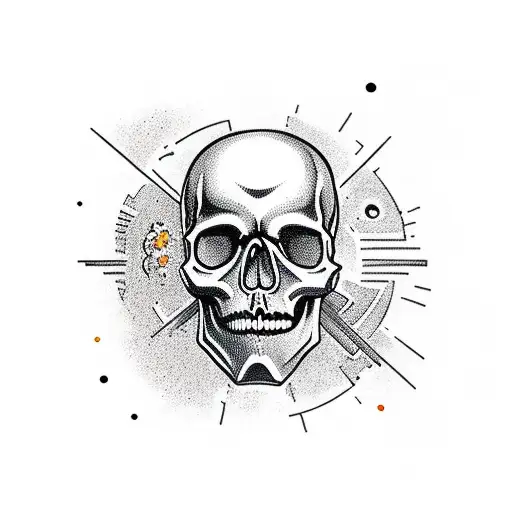     skull, cosmic elements such as stars, planets, and galaxies, very darkness tattoo design idea