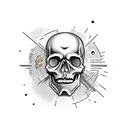     skull, cosmic elements such as stars, planets, and galaxies, very darkness tattoo design idea