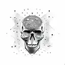     skull, cosmic elements such as stars, planets, and galaxies, very darkness tattoo design idea