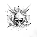     skull, cosmic elements such as stars, planets, and galaxies, very darkness tattoo design idea