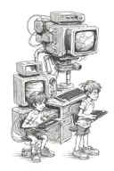 computers with film camera and my kids Jesse & Daniek tattoo design idea