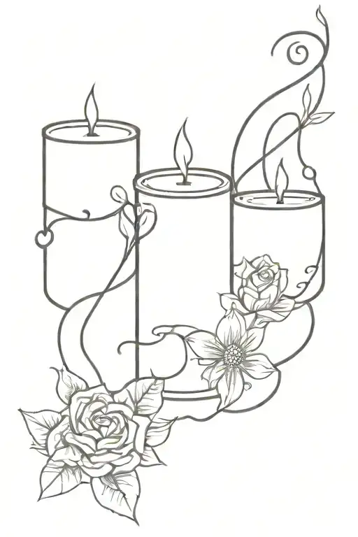 3 signatures family but formed into a candle tattoo design idea