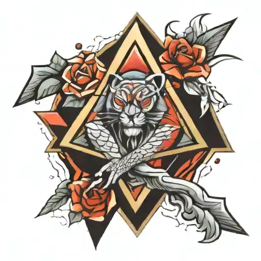 3d triangle bjj tattoo design idea