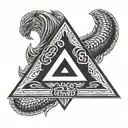 3d triangle bjj tattoo design idea
