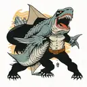 megaladon fught with king kong playing together tattoo design idea