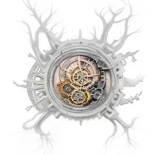the tattoo should reflect the idea: the neuron of the human brain should be drawn in a steampunk style, use gears and ot tattoo design idea