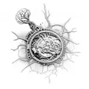  the neuron of the human brain should be drawn in a steampunk style, use gears and ot tattoo design idea