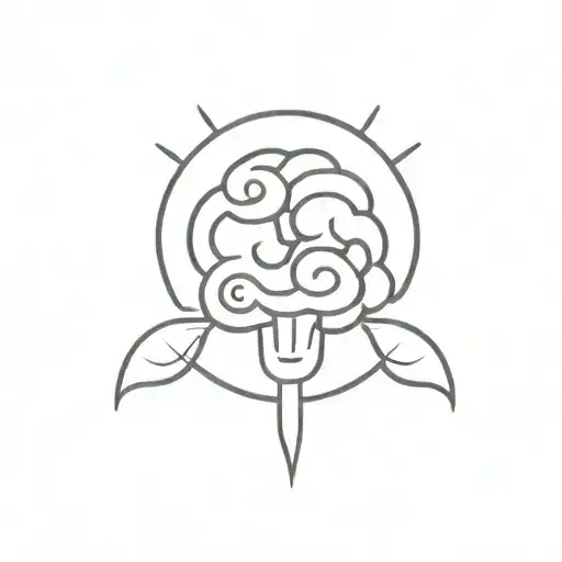 brain cancer symbol and smile face tattoo design idea