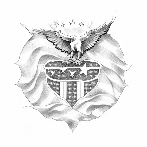 American flag with crying bald eagle tattoo design idea