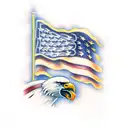 American flag with crying bald eagle tattoo design idea