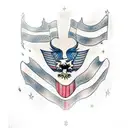 American flag with crying bald eagle tattoo design idea