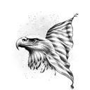 American flag with crying bald eagle tattoo design idea
