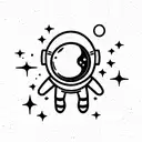 Small astronaut in space tattoo for thigh area tattoo design idea