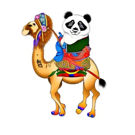 a panda riding a camel tattoo design idea