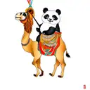 a panda riding a camel tattoo design idea